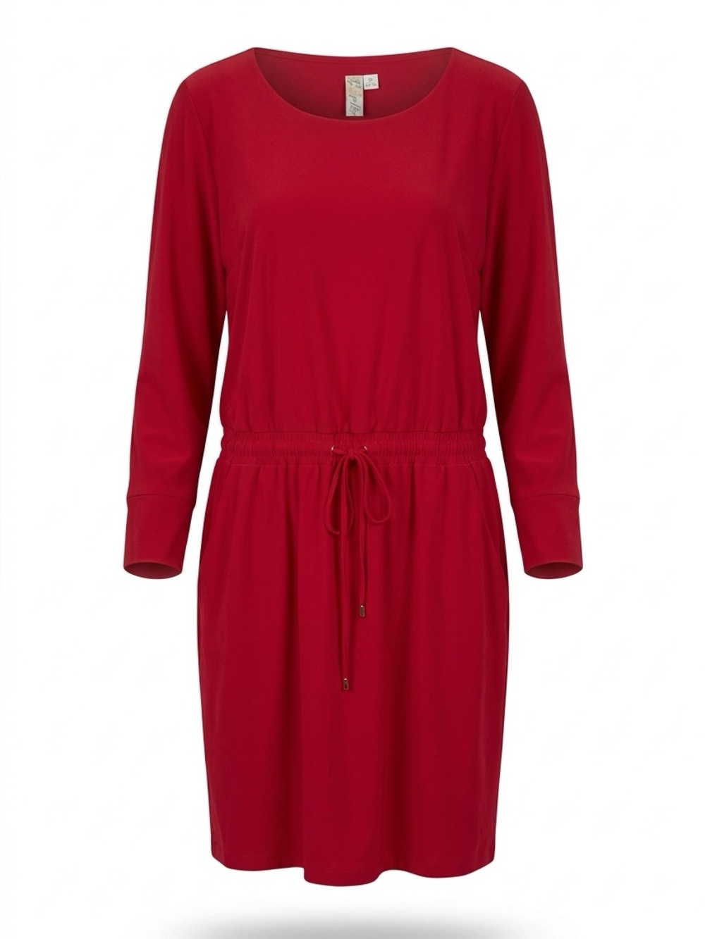 Emma & Michele Red Long-Sleeve Drawstring Waist Dress